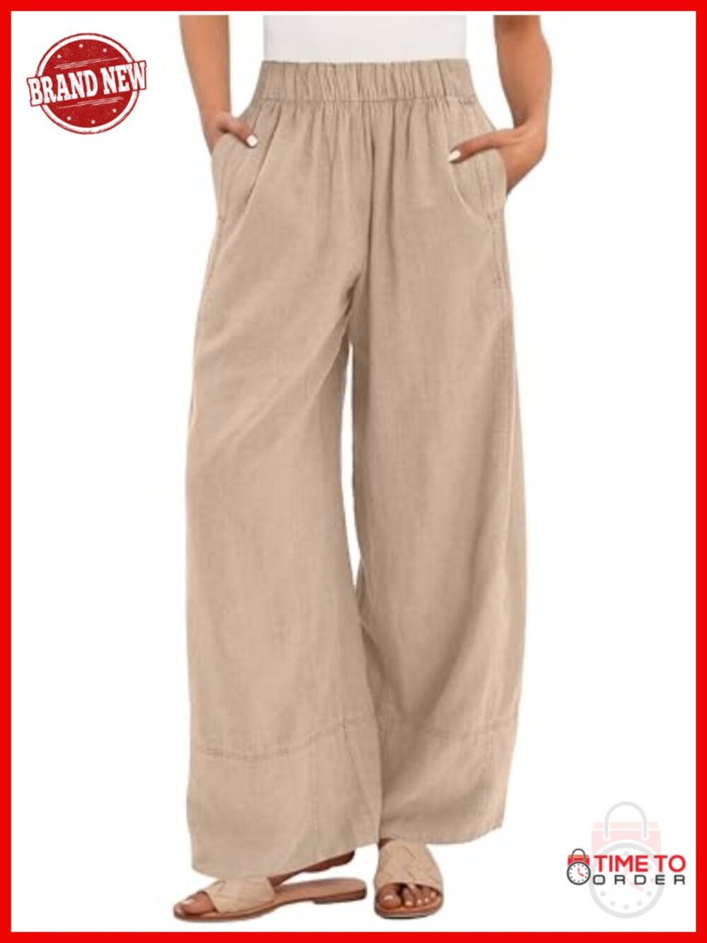 Wide Leg Linen Blend Palazzo Pants Loose Lounge Trousers